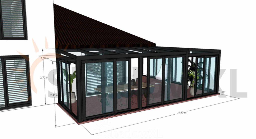 Projekt ogrodu zimowego montowanego do dachu domu