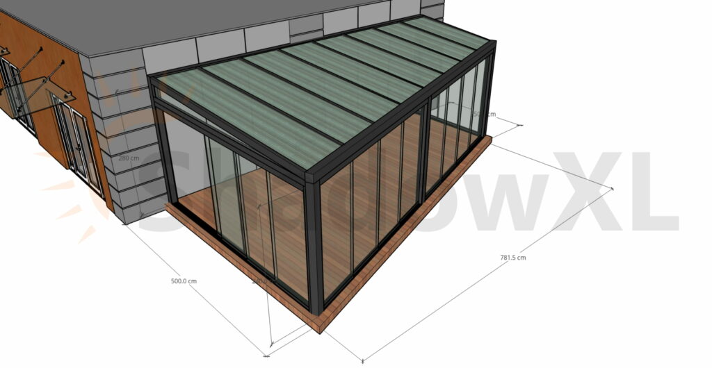 dach z poliwęglanu na poglądowym projekcie