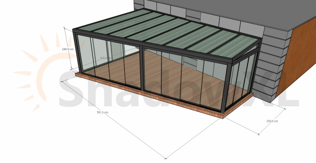 dach z poliwęglanu komorowego na poglądowym projekcie